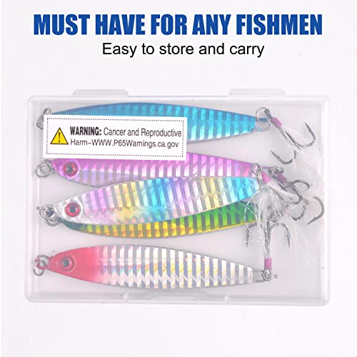 Metal Jig Jigging Spoon Lures, 5Pcs/Box Vertical Diamond Jig Long Casting Trolling Spoon for Saltwater Surf Fishing Mackerel Striper Bluefish - size: 14g - 5Pack