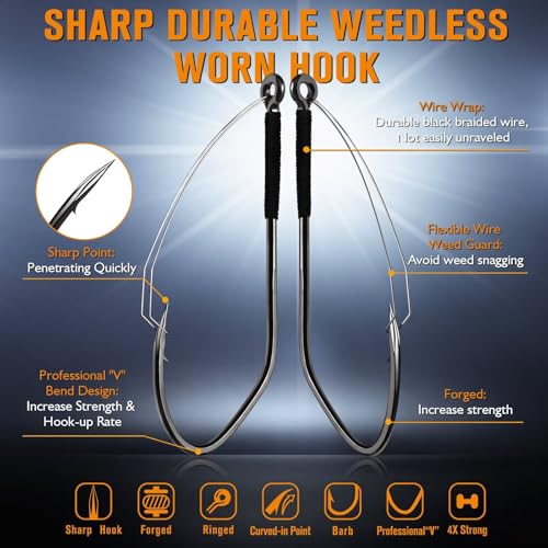 Dovesun Weedless Worm Hooks Wacky Rig Hooks Texas Rig Hooks 30PCS Professional V Bass Fishing Hooks for Freshwater Saltwater 1/0 2/0 3/0 - size: 3/0 * 30PCS, style: Professional "V" Weedless Hook