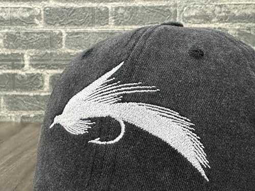 Fishing Baseball Cap for Men Women, Adjustable Embroidered Hat | Fishing Gear, Outdoor Adventure Design, Precision Embroidery Craft, One Size Adjustable Fit - color: Fly Fishing Lures (Washed Black)