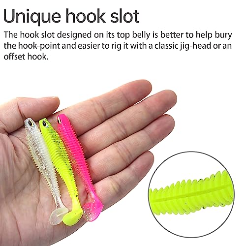 MAFIMOEA 40/30/25Pcs Paddle Tail Swim Baits Lures Fishing Soft Plastic Lure Kit for Bass Trout Walleye Crappie 6.5cm 7.5cm 10.5cm - color: Pink, size: 3.15IN/8CM - 30PCS