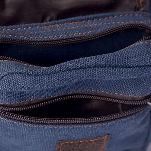 Canvas Waist Pack Drop Leg Bag for Men, Blue | Fanny Pouch, Tactical, Hiking Travel, Outdoor Climbing, Motorcycle Bike Rider Cycling - color: Blue