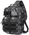 Tactical Sling Pack Big Crossbody Backpack Over Shoulder Bag Military for Men Hiking Outdoor Sport Gym - color: Black Digital Camo