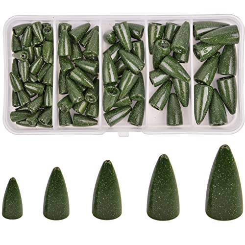 Bullet Sinkers Bass Fishing Weights Kit 88PCS Painted Worm Fishing Flipping Weight Texas Rig Weights Set for Bass Fishing