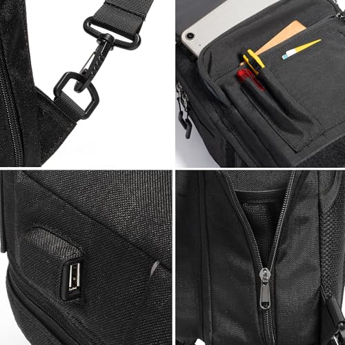 NICGID Tactical Sling Bag Pack Military Rover Shoulder Sling Backpack EDC Molle Assault Range Bag - color: Black-808-1, size: 13.3 inch