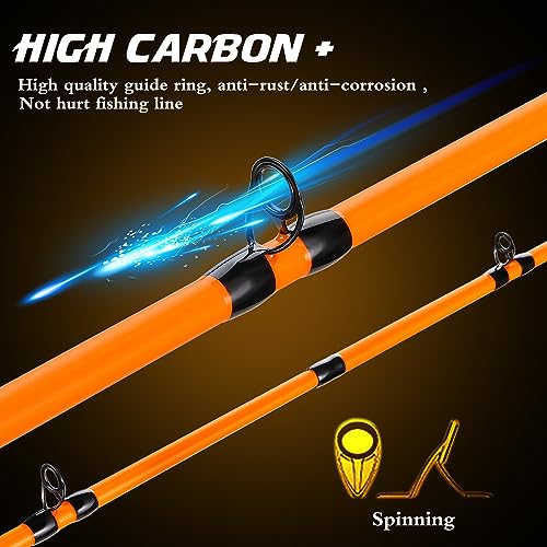 Sougayilang Baitcaster Combo, IM7 Graphite 2Pc Blank Rods,M/MH Power,EVA Handle & Stainless Steel Guides，7.1:1 Gear Ratio, 18LB Drag for Bass, Walleye, Pike - color: orange-right, size: 6'10''-Medium