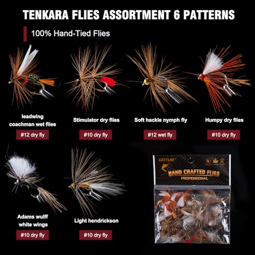 Goture 12ft Tenkara Rod Combo 24T 30T Carbon Fiber Backpacking Fly Fishing Kit with 30 Flies Tippet and Storage Bag - color: A - Simple Rod Case Solo Version
