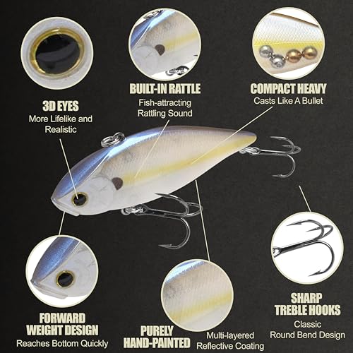 LUCKY CRAFT LV 500 MAX Freshwater Fishing Lures, Sinking Lipless and Long-Casting Crankbait, 3 Inch Vibration Rattle Bait, Perfect Fishing Gear for Tackle Box and Accessories - color: 250 Chartreuse Shad