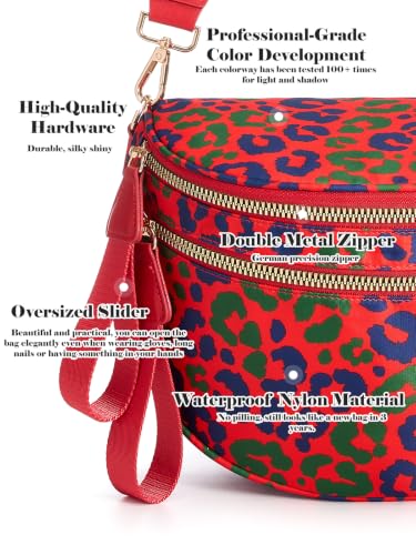 Pure Colour Crossbody Bag Bum Bag for Women,Spacious Purse Fanny Packs Belt Bag,Oversized Bum Bag (Blue Green Leopard Bum Bag) - color: Blue Green Leopard Bum Bag