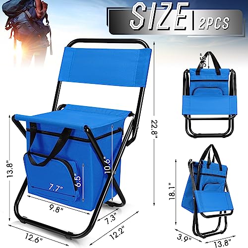 Jerify 2 Pcs Fishing Chair with Cooler Bag Multi-Function Foldable Compact Fishing Stool Hunting Chair Portable Backrest Stool with Folding Backpack for Finishing Camping Hunting Travel(Blue) - color: Blue