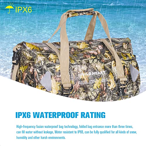 WILD HEART Waterproof Motorcycle Duffel Bag PVC500D Double-bottom With Rope Straps and Inner Pocket 40L 66L 100L for Kayaking, Camping, Boating,Motorcycle - color: 66L Autumn Leaves, size: 66L