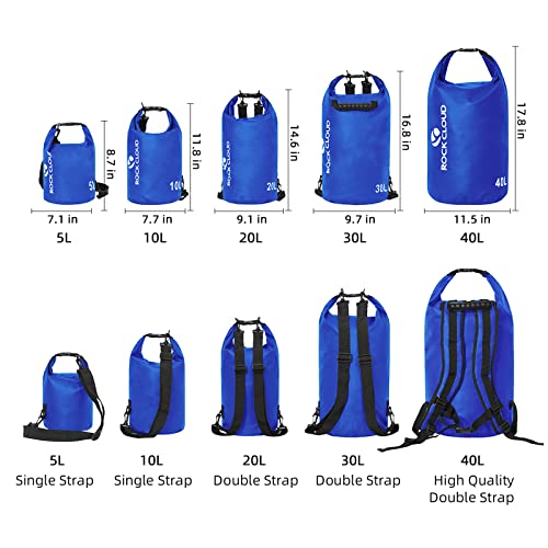 ROCK CLOUD Dry Bag Waterproof 20L Dry Sack for Kayaking Rafting Boating Beach Surfing Swimming Canoe Camping Hiking Fishing Ski - color: Blue, size: 20L