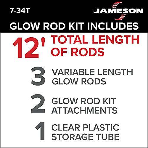 Jameson Glow Fish Rod Kit, 1/4 in x 12 ft – Non-Conductive Fiberglass Glow Rod for Running Wires through Ceilings, Walls, Floors, Attics – Includes Bullet Nose with Eyelet, Hook, and Storage Tube