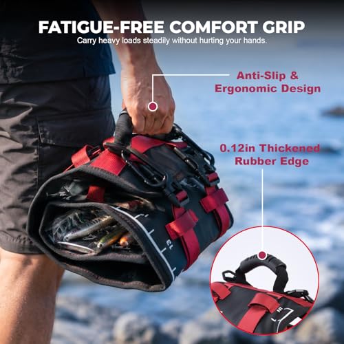 Goture Roll-Up Waterproof Saltwater Lure Bag Fishing Tackle Wrap | Dual-mode tactical suspension system for backpacks or boat rails, ensuring instant hands-free gear access and mobility