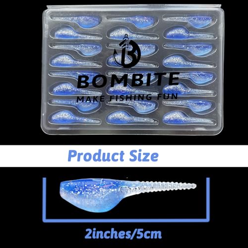Crappie Lures Kit - Soft Plastic Lures for Trout, Bass, Panfish & Bluegill - 24 Packs - color: Blue