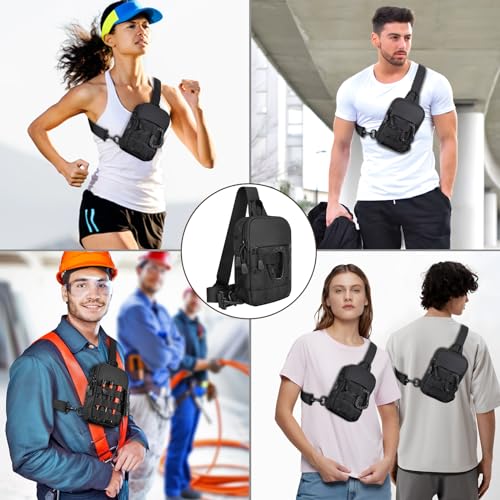 DEYACE Small Sling Bag for Men, Tactical Inspired Waterproof Utility EDC Mini Crossbody Chest Bag for Travel Work Sport - color: Black Camo