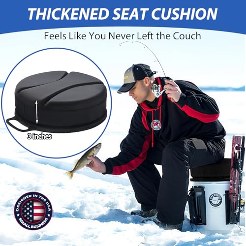 5 Gallon Bucket Seat with 3" Thick Seat Foam Cushion, 360°Swivel Bucket Lid Seat, Waterproof & Silent Bucket Seats for Dove Duck Hunting, Ice Fishing, Baseball, Camping - color: Black