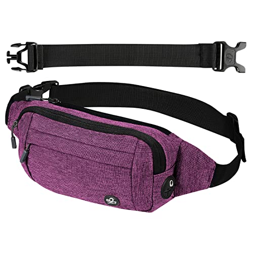 WATERFLY Fanny Pack Waist Bag: Small Hip Pouch Bum Bag Fannie Pack Phanny Fannypack Waistpack Bumbag Beltbag Sport Slim Fashionable for Jogging Hiking Hiker Woman Man - color: Purple