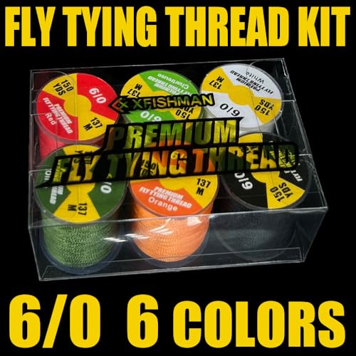 XFISHMAN Fly-Tying-Thread-Kit-6/0-3/0 Fly Tying Supplies Fly Fishing Materials Accessories - color: 6/0-6 Color Thread Kit 01
