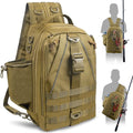 SILANON Fishing Tackle Backpack Wateproof Fishing Backpack with Rod Holder Lightweight Sling Tackle Bag Gift for Men - size: Standard (9.06*5.12*13.8 In)