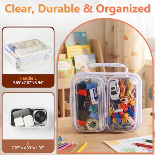 5PCS Travel Essentials for Toiletries with Handles, 1.2MM Thick Clear Hard Shell Zipper Case, Durable Makeup Bag for Cosmetics, Puzzles and Snacks, Clear Travel Bag for Diaper Bag Organizer - color: White, size: Handle L+4S