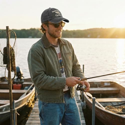 Fish Hats for Men Women,Funny Fishing Lover Gifts,Embroidered Washed Distressed Baseball Cap,Vintage Trucker Hat - color: Women-black