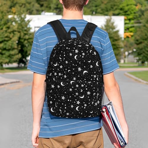 Black And White Moon Star Backpack For Teenage Girls And Boys Cute Kids Backpacks Children School Bag - color: Black and White Moon Star