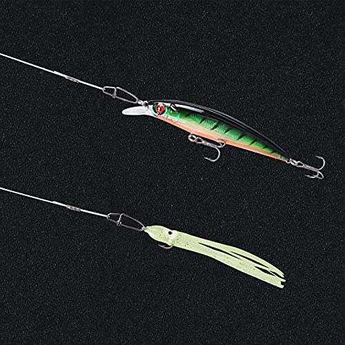 50lb 100% Fluorocarbon Fishing Leaders, 10/20 Pcs, Saltwater/Freshwater, 20in Fluorocarbon Leader line with Swivel and Snap - size: 20 in, 10 pcs