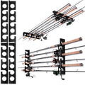 Ghosthorn Fishing Pole Rod Racks Wall or Ceiling Mounted Fishing Pole Rod Holders for Garage Storage Organizer Fishing Gear Equipment for Men Women - style: black 2 sets hold up 12 rods