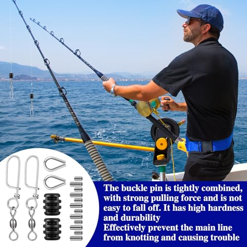 VioraWhite 2 Sets Terminal Kit Fishing Snap with Swivels, Stainless Steel Fishing Snap Swivels Corrosion Resistance with Soft Bumper, Stainless Steel Thimble and Connector Sleeves