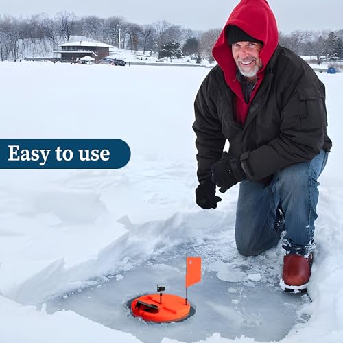 Adnee Ice Fishing Tip-Up - 10.5" Thermal Tip-Up with Orange Pole Flags - Freeze-Proof Ice Fishing Accessories Covers 10" Hole