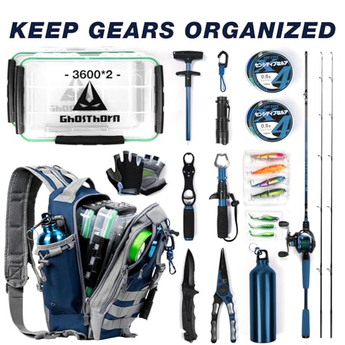 Ghosthorn Fishing Backpack Waterproof Tackle Bag Sling Bag Gift - color: Blue, size: Standard