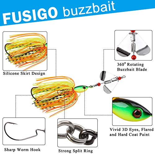 Spinnerbaits Buzzbaits Bass Fishing Lures Kit Buzz Bait Multicolor Spinner Bait Swimbait Metal Jig Lure for Bass Pike Trout Fishing - style: A-12pack