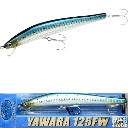 Lucky Craft FlashMinnow 125 YAWARA Saltwater Fishing Lure, Jerkbait for Halibut and Sea Bass, Long Casting Fishing Gear, Slow Sinking 5in 0.7oz, Tackle Box and Fish Accessories - color: 7702 Zebra Sardine, size: 125FW, style: No Scales