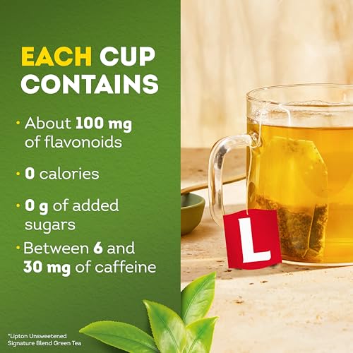 Lipton Peach Green Tea Bags, Flavored, Unsweetened Teabags for Hot Tea or Peach Iced Tea with Caffeine and Flavonoids, 20 Total Tea Bags - size: 20 Tea Bags