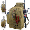 AGOOL Fishing Backpack Tackle Bag with Rod Holder, Convertible Fishing Tackle Backpack, Large Storage Fishing Gear Bag with Multiple Pockets for Fishing Camping and Outdoor Trips - size: Large(15.7"*9.84"*6.3")