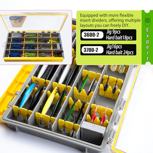 Deluxe Fishing Tackle Box, Waterproof 3600 & 3700 Terminal Tackle Trays, Organizer Includes 2 Type Dividers, Multi-purpose and All-in-one Tackle Storage (3600-2 universal 2 pack) - color: 3600-2 universal 2 pack