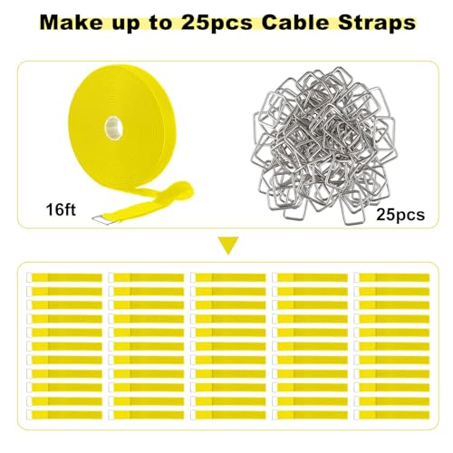 YMCRLUX 1"x16ft Hook and Loop Straps with 25 Metal Buckles, Adjustable Fastening Cable Straps, Cut-to-Length Cinch Strap, Reusable Nylon Securing Cord Ties for Organizer or Storage, 1 inch Wide,Yellow - size: 1in x 16ft Yellow