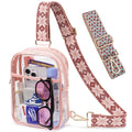 3 Pockets Clear Bag for Stadium Events with 2 Long Straps Sling Backpack Fanny Pack Concert Crossbody Purses for Women - color: 1# Pink-b, style: Style 1