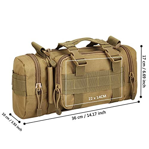 G4Free Fanny Deployment Tactical Waist Pack - Small Sling Pack Hand Carry Handlebar Bag - color: Tan