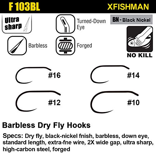 Fly-Hooks-for-Fly-Tying-Dry-Wet-Barbless-BL-Nymph-Flies Curved Czech Scud Fishing Hooks 10# ~16# Assortment Pack of 100-240 Hooks with Box - color: Barbless Fly Hooks F103&F2488 Qty 240
