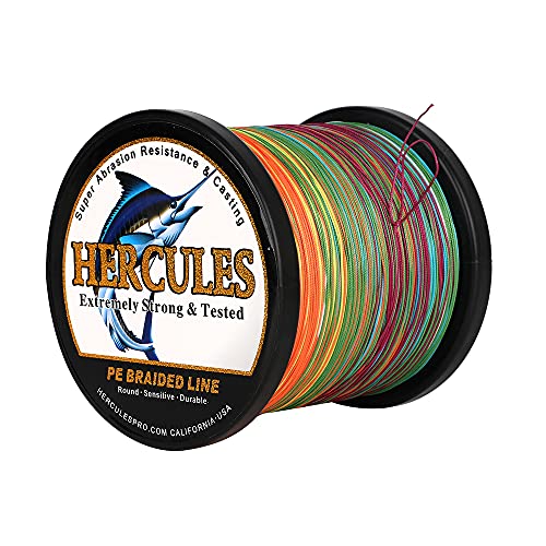 HERCULES Braided Fishing Line 12 Strands, 100-2000m 109-2196 Yards Braid Fish Line, 10lbs-420lbs Test PE Lines for Saltwater Freshwater - color: Multicolor - 12 Strands, size: 10lbs - 2000m - 0.12mm
