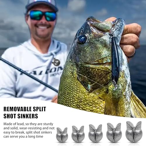 Split Shot Fishing Weights Sinkers,100pcs Removable Split Shot Fishing Line Sinkers Round Clip On Weights for Freshwater Saltwater Fishing - size: 1.5g-100pcs