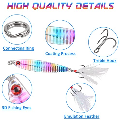 Metal Jig Jigging Spoon Lures, 5Pcs/Box Vertical Diamond Jig Long Casting Trolling Spoon for Saltwater Surf Fishing Mackerel Striper Bluefish - size: 21g - 5Pack