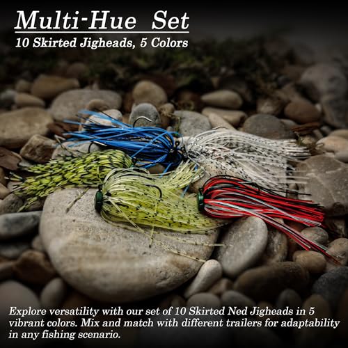 Ned Rig Jig Heads Soft Plastic Worms Fishing Lures Kit, 60/50/10 Pcs Weedless Skirted Mushroom Ned Rigs Jighead Hooks Stick Baits Bass Fishing Lures for Freshwater Saltwater - color: 10 Pcs Skirted Ned Rigs