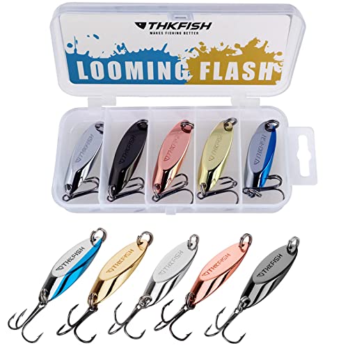 THKFISH Fishing Lures Fishing Spoons Lures Trout Lures for Trout Pike bass Crappie Walleye 3.5g(1/8oz) 5.5g(1/5oz) 7.5g(1/4oz) 10.5g(3/8oz) 14.5g(1/2oz) 21.5g(3/4oz) 5pcs - color: Color C, size: 1/2oz 5pcs
