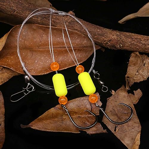 Pompano-Rigs-for-Surf-Fishing-Saltwater-Gear with Double Circle & Wide Gap Hook-6-Pack Surf Fishing Tackle - color: Neon Yellow 6-Pack, size: 2/0 Circle Hook