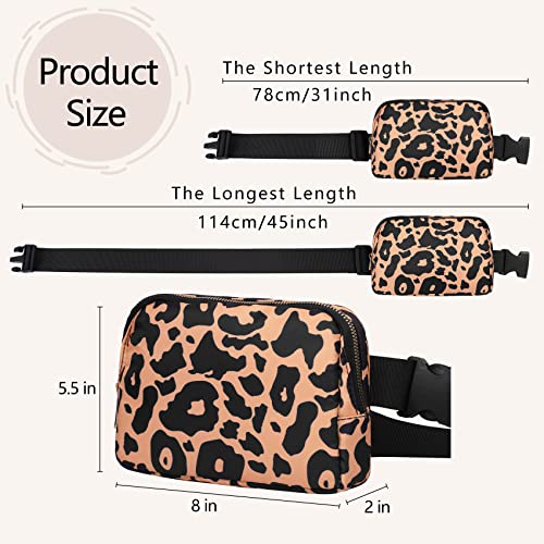 VOROLO Fanny Pack For Women And Men Crossbody Bag Belt Bag | Adjustable Strap Graduation Gifts Lightweight Travel Running - color: Black+Leopard Yellow