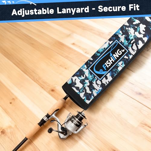 Neoprene Fishing Rod Sleeves for Casting, Spinning, Trolling Pole - Protective Cover Rod Sock with Hanging Loop & Lanyard- Floating, Puncture Resistant, Lightproof - size: 58", style: 10 Pcs