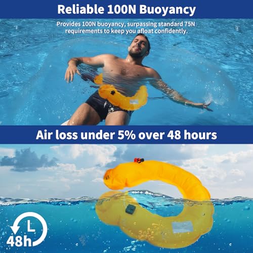 Owntop Manual Inflatable Belt Pack, Adults Swim Jacket with Blowpipe & Whistle, 24g CO2 Cylinder Included, Low Profile for Kayaking, Fishing, Paddle Sports - color: Black, size: One Size (Pack of 2)