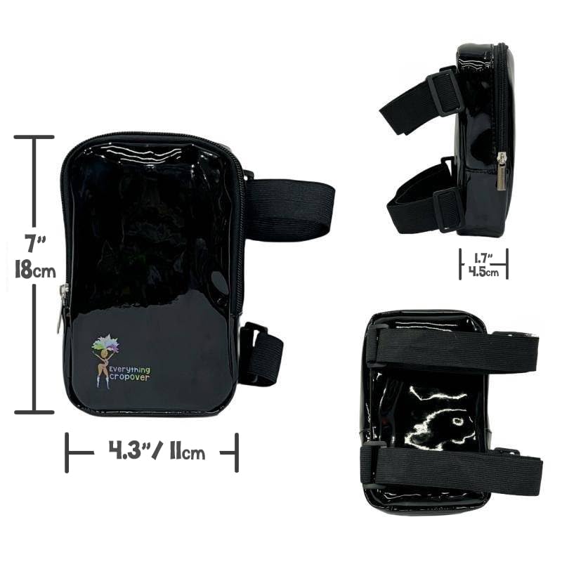 Holographic Thigh Bag | Leg Harness for Women | Outdoor Waist Pouch | Carnival Hiking Travel Fanny Pack with Adjustable Straps | Black Gloss - color: Black Glossy